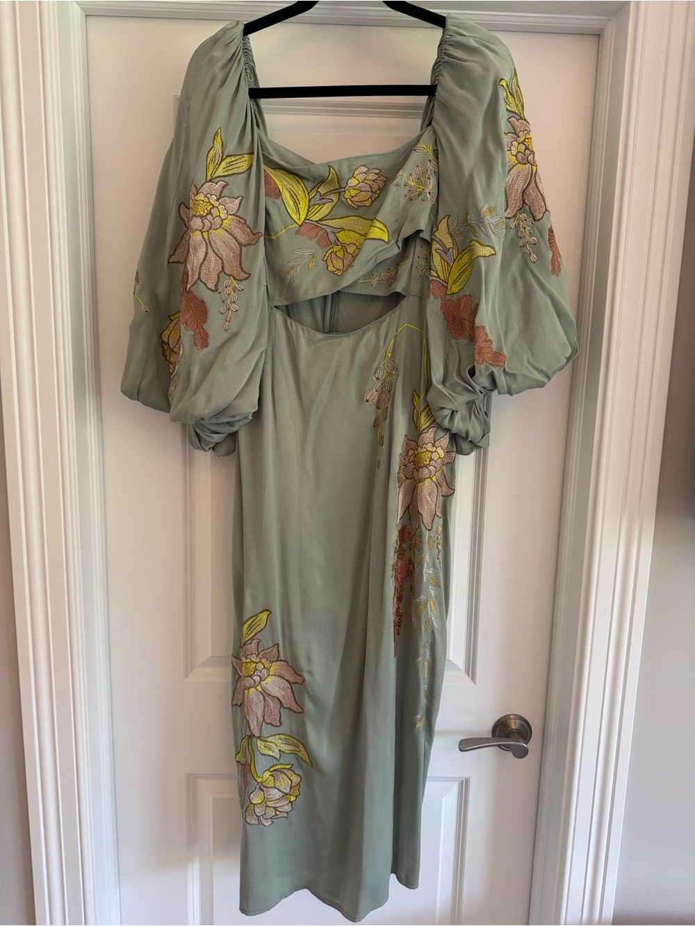 ASOS Sage Green Floral Embroidered Midi Dress